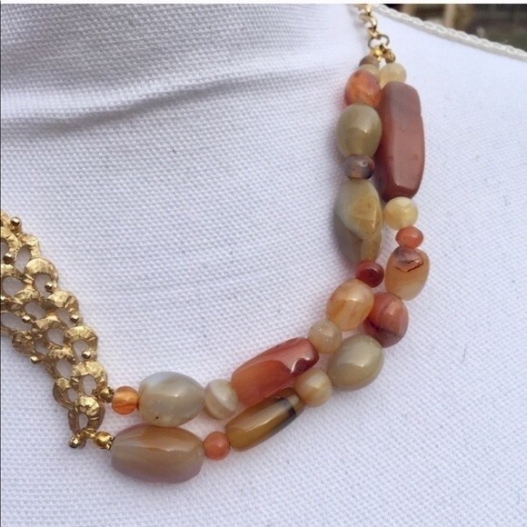 Handmade One-of-a-Kind Vintage Assemblage Gem Necklace with Vintage Monet Brooch - Picture 5 of 5